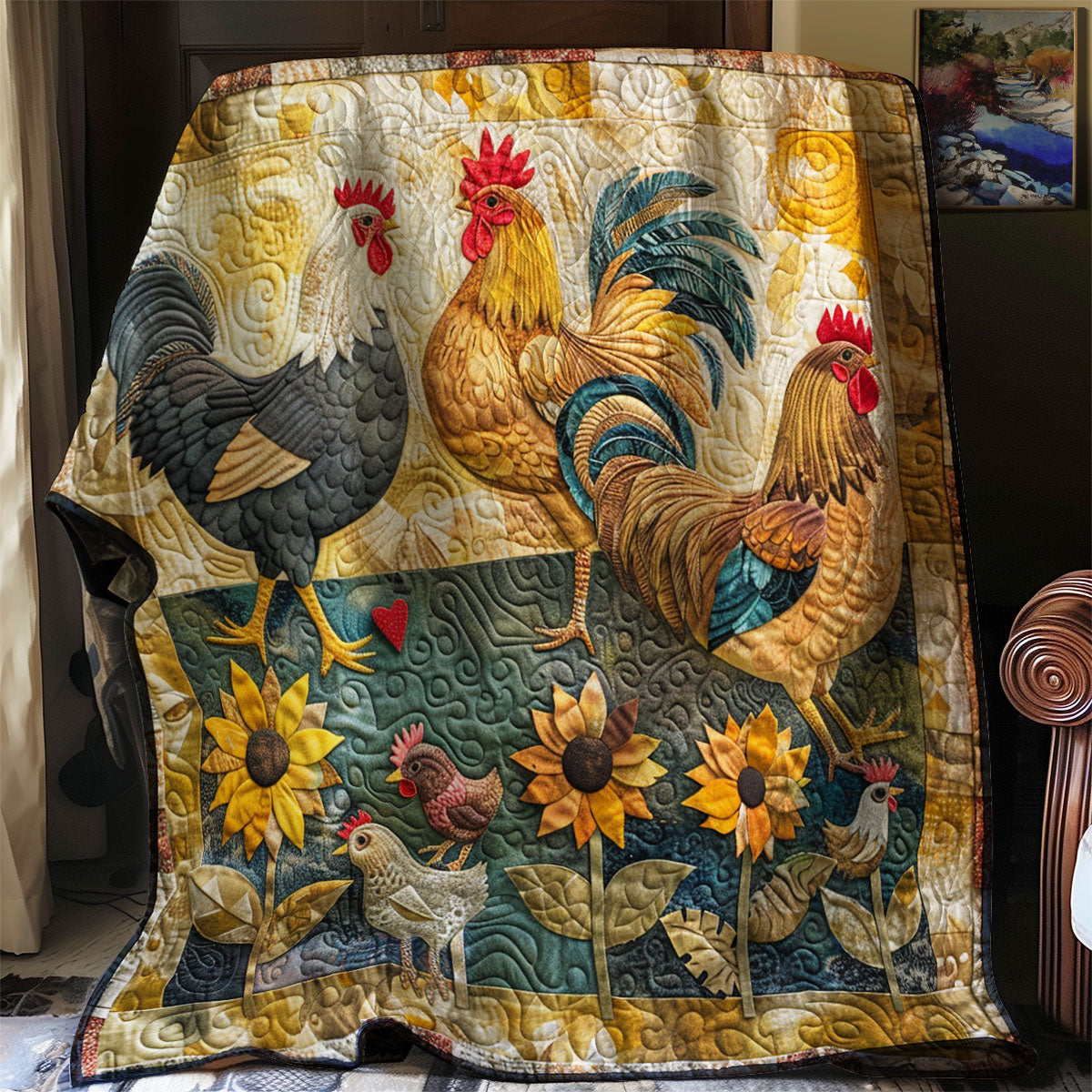 Splendid Sunlit Roosters XR2907018CL Quilt