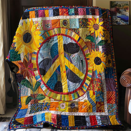 Sunflower Hippie Peace XR1907014CL Quilt