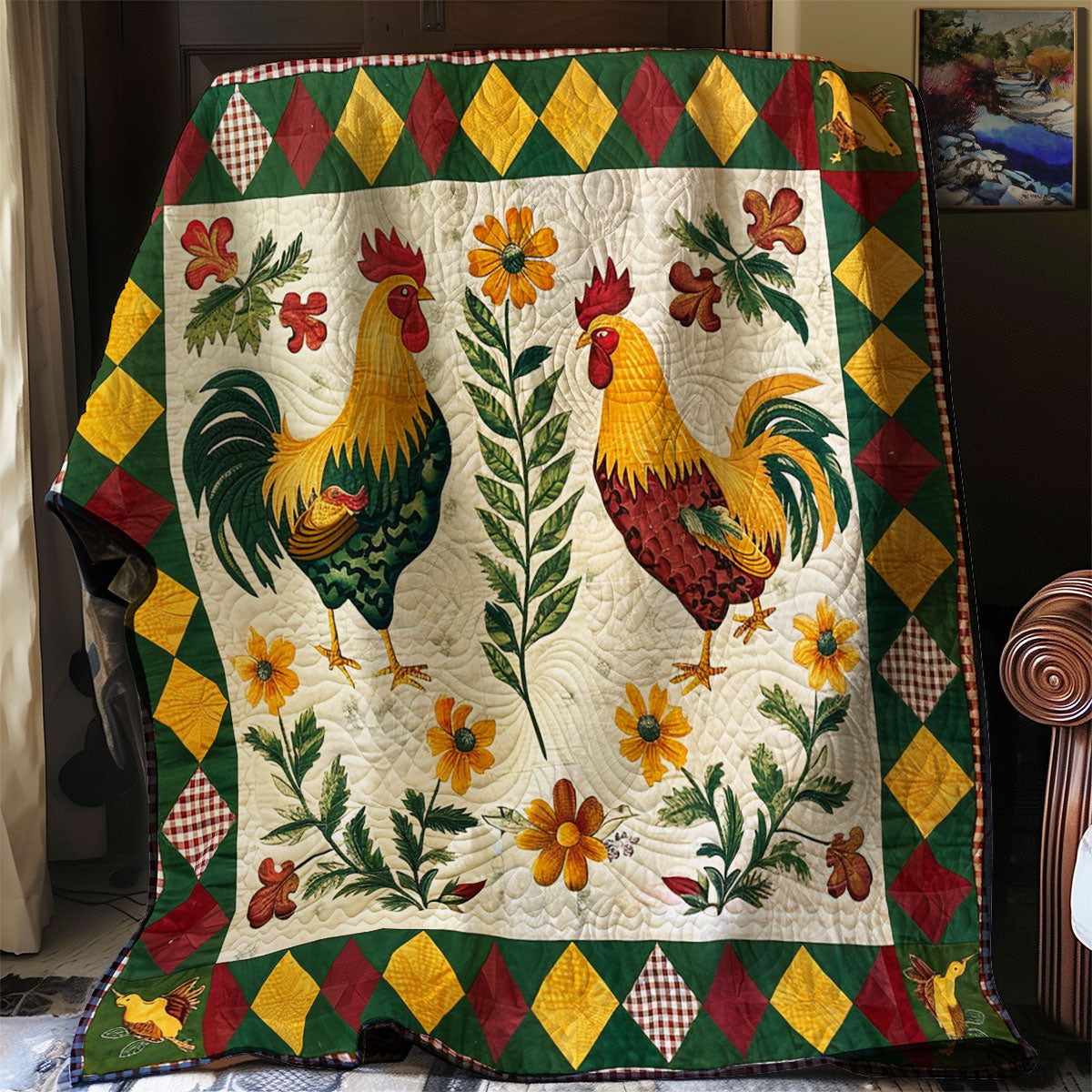 Sunlit Roosters XR2607011CL Quilt