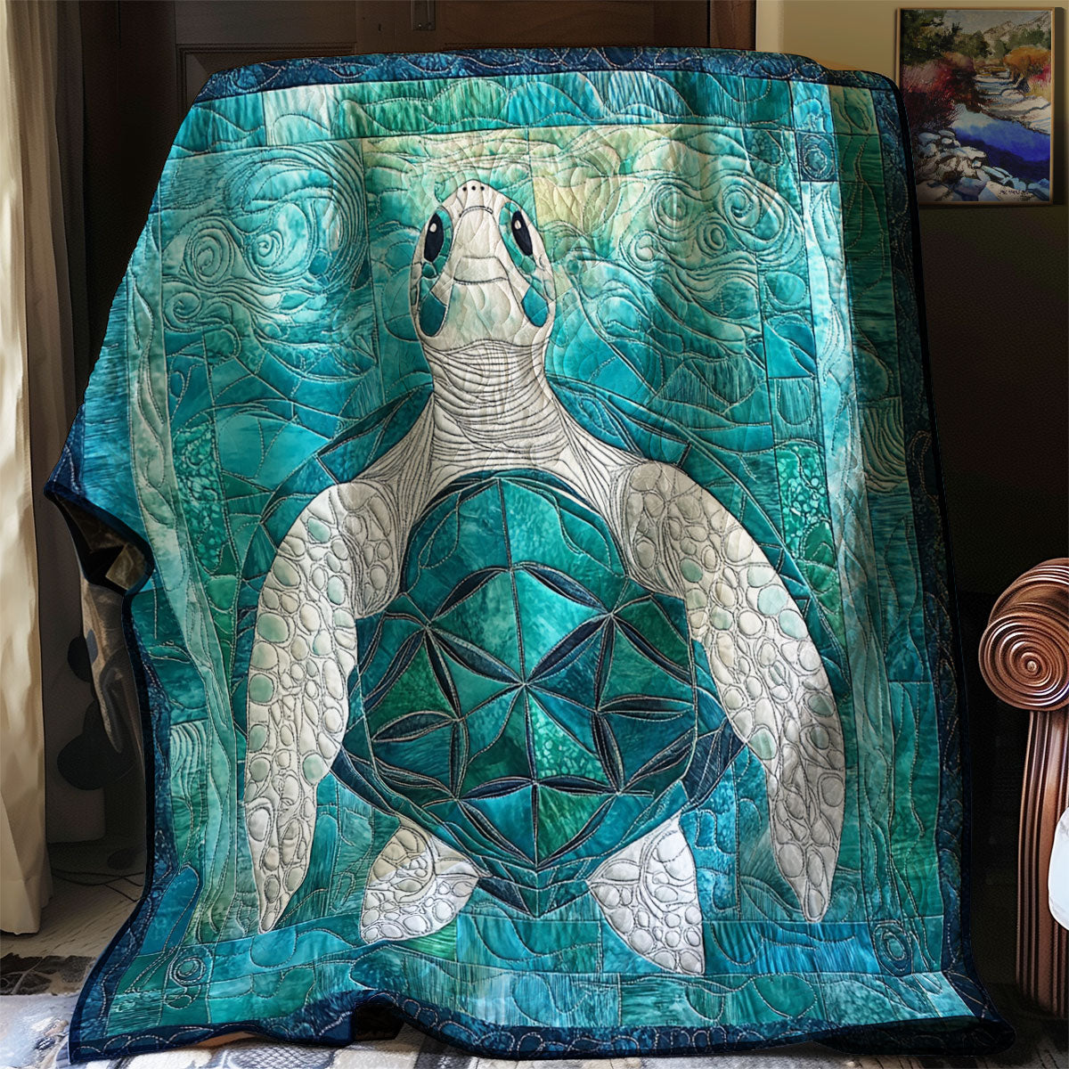 Teal Sea Turtle XR0608010CL Quilt