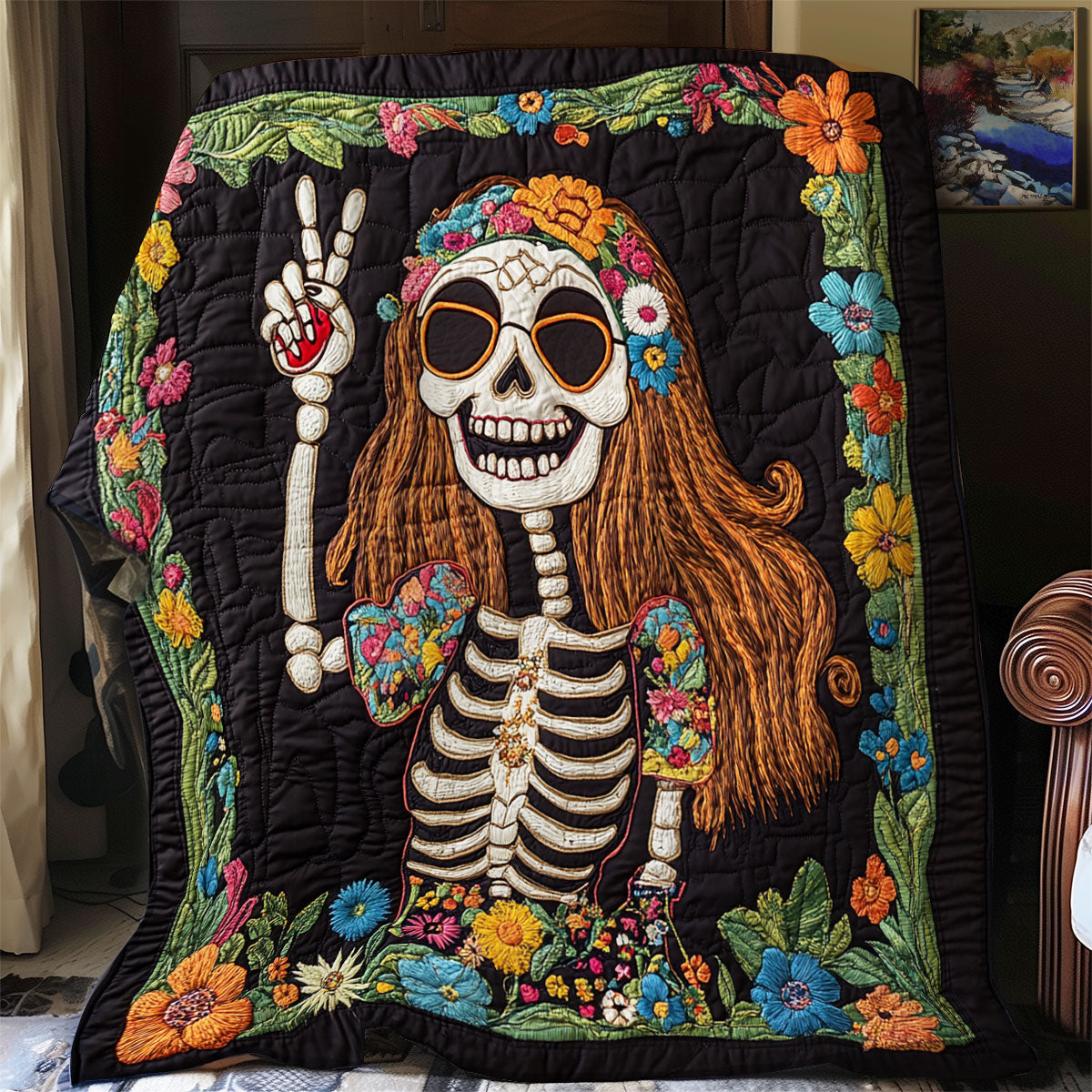 V Sign Skull XR0808048CL Quilt