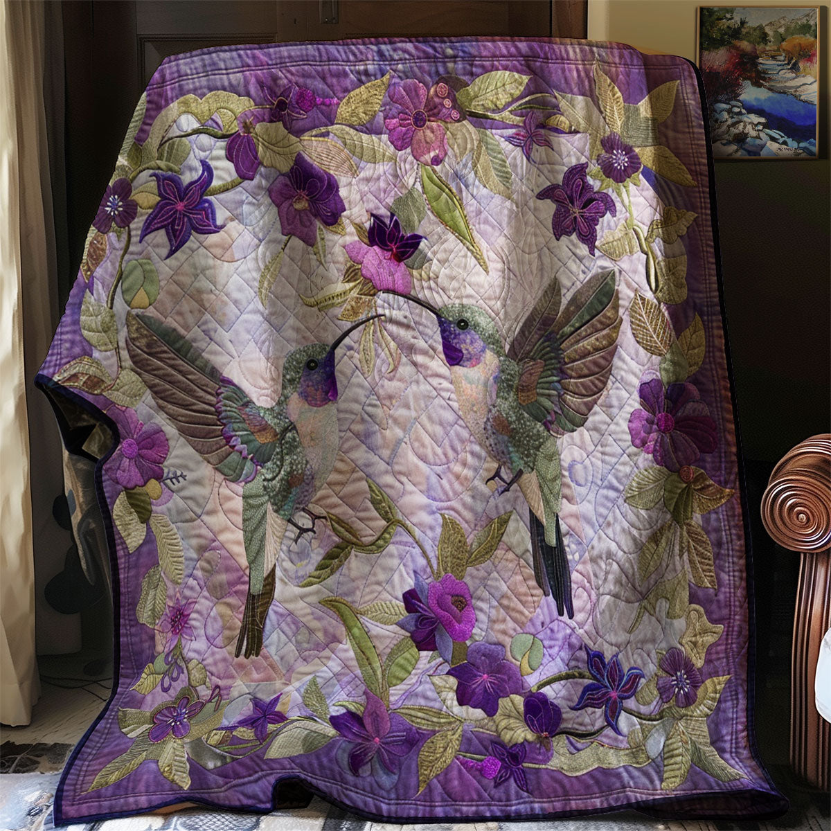 Violet Hummingbirds XR2707016CL Quilt