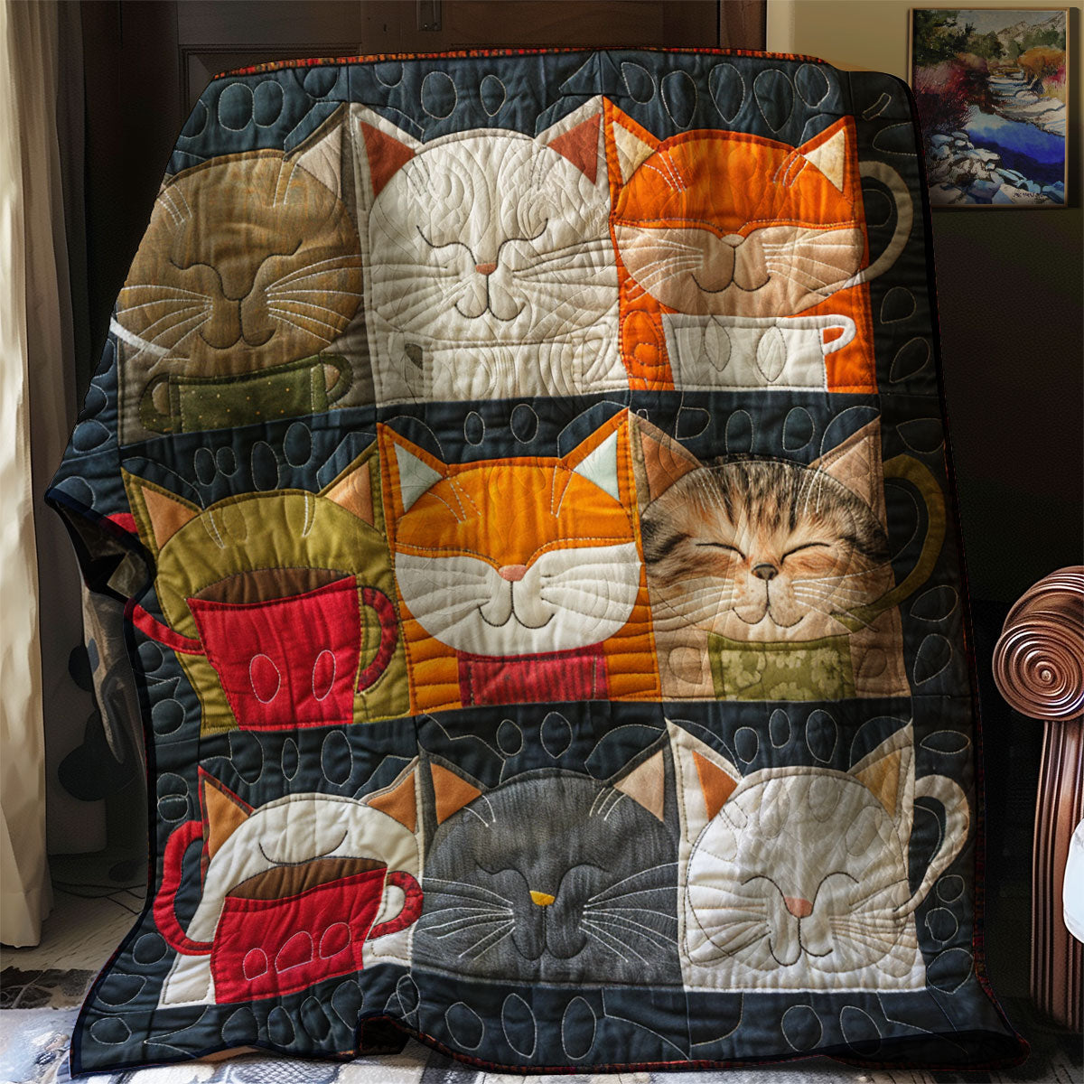 Whimsical Kitten Brew XR3007033CL Quilt