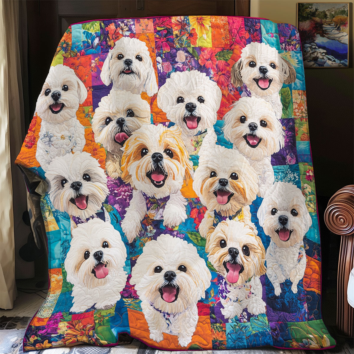 White Shih Tzu XR0808010CL Quilt