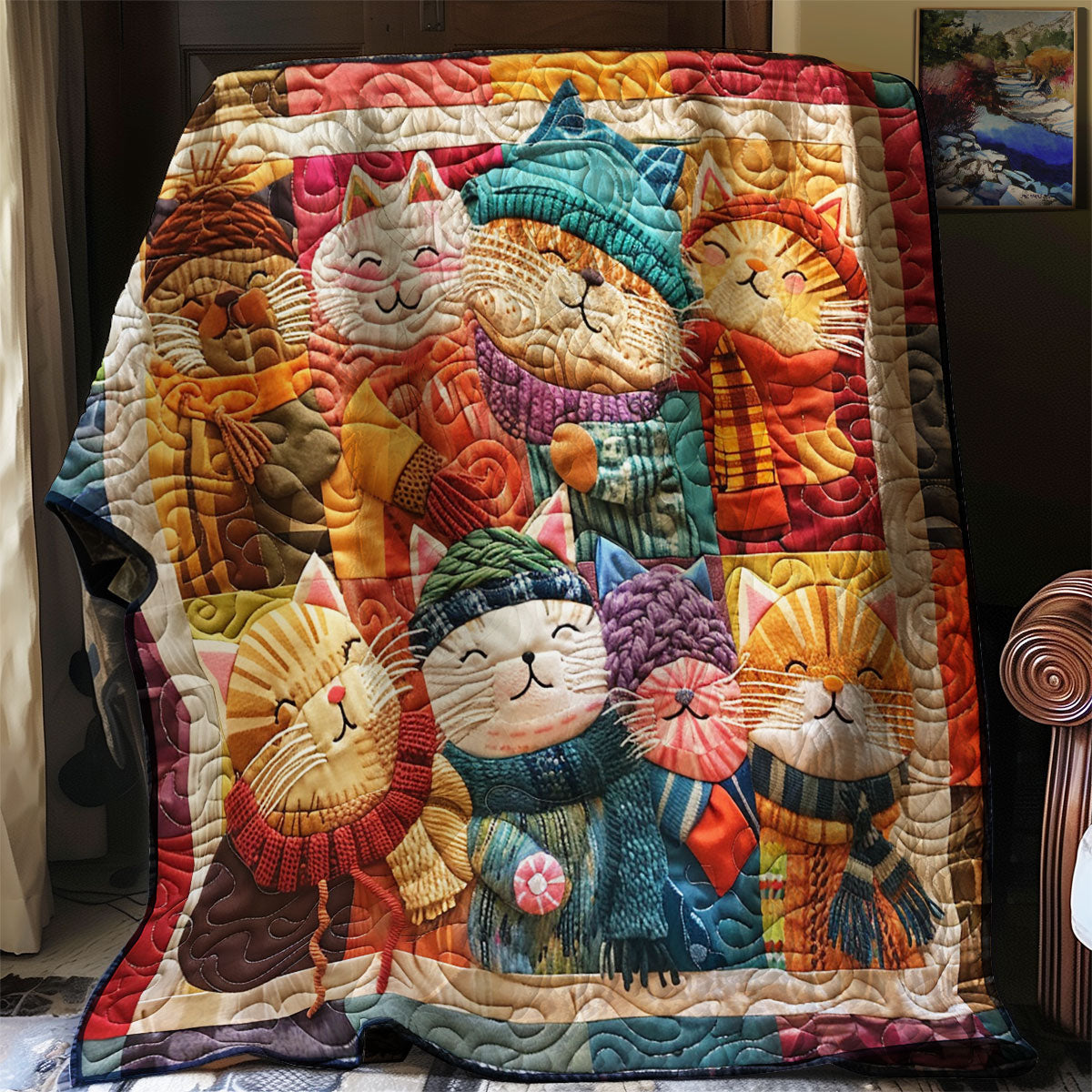 Winter Playful Cats XR2907006CL Quilt