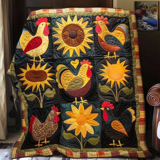 Yellow Sun Chickens XR1508014CL Quilt