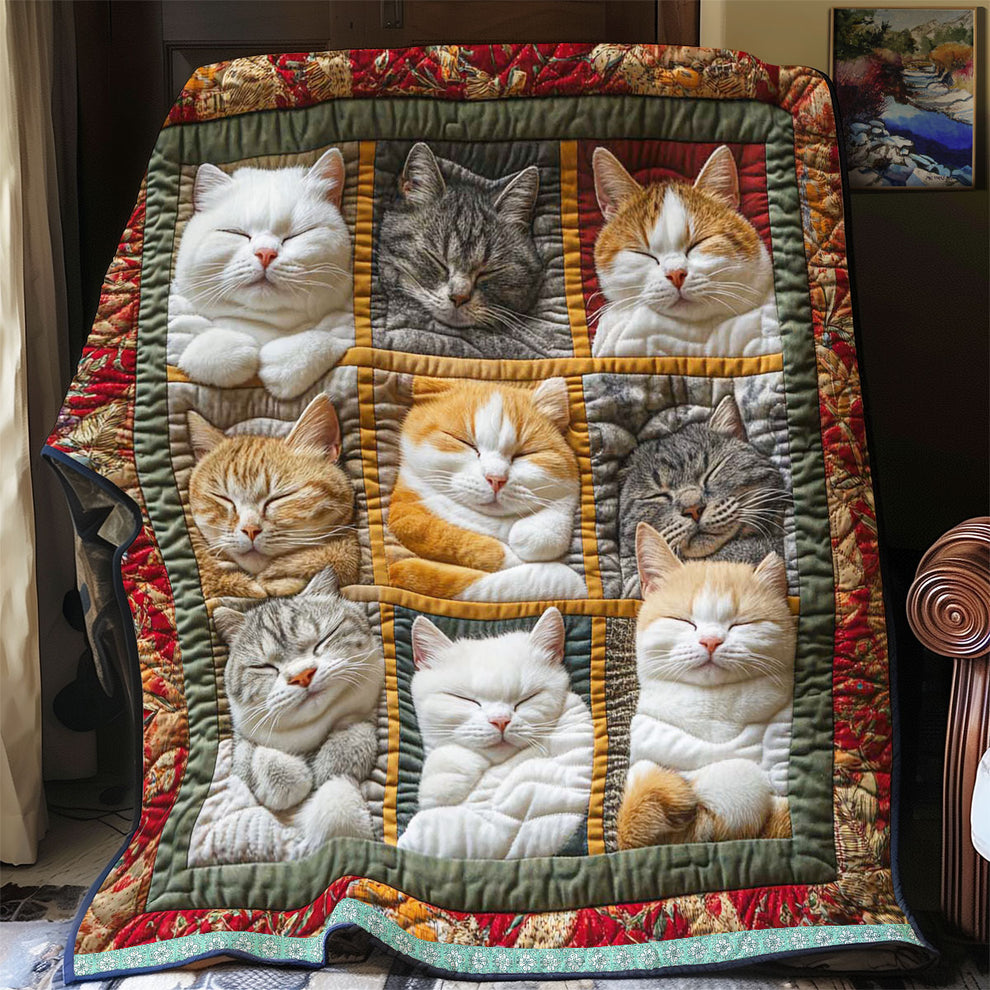Sleeping Royal Cat Quilted Blanket ACDRSTL36