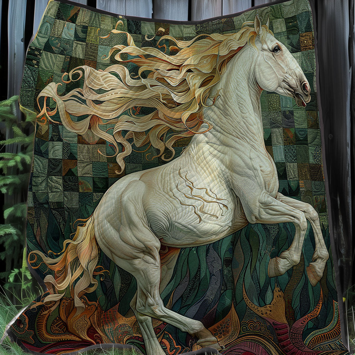 Amazing White Horse XR0107013CL Quilt