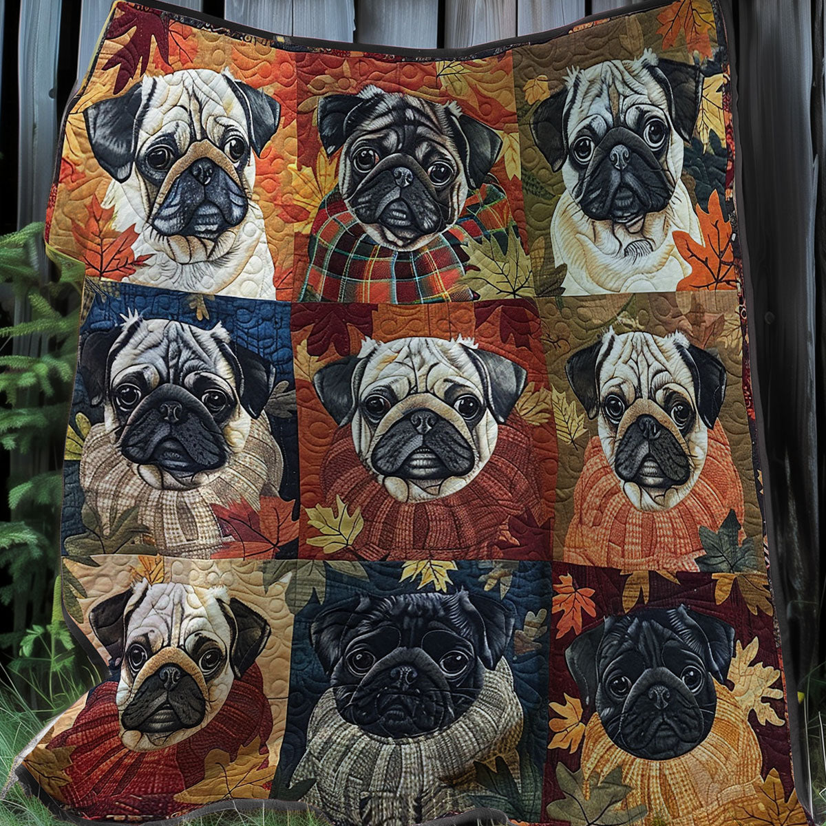 Autumn Scarf Pugs XR3107003CL Quilt