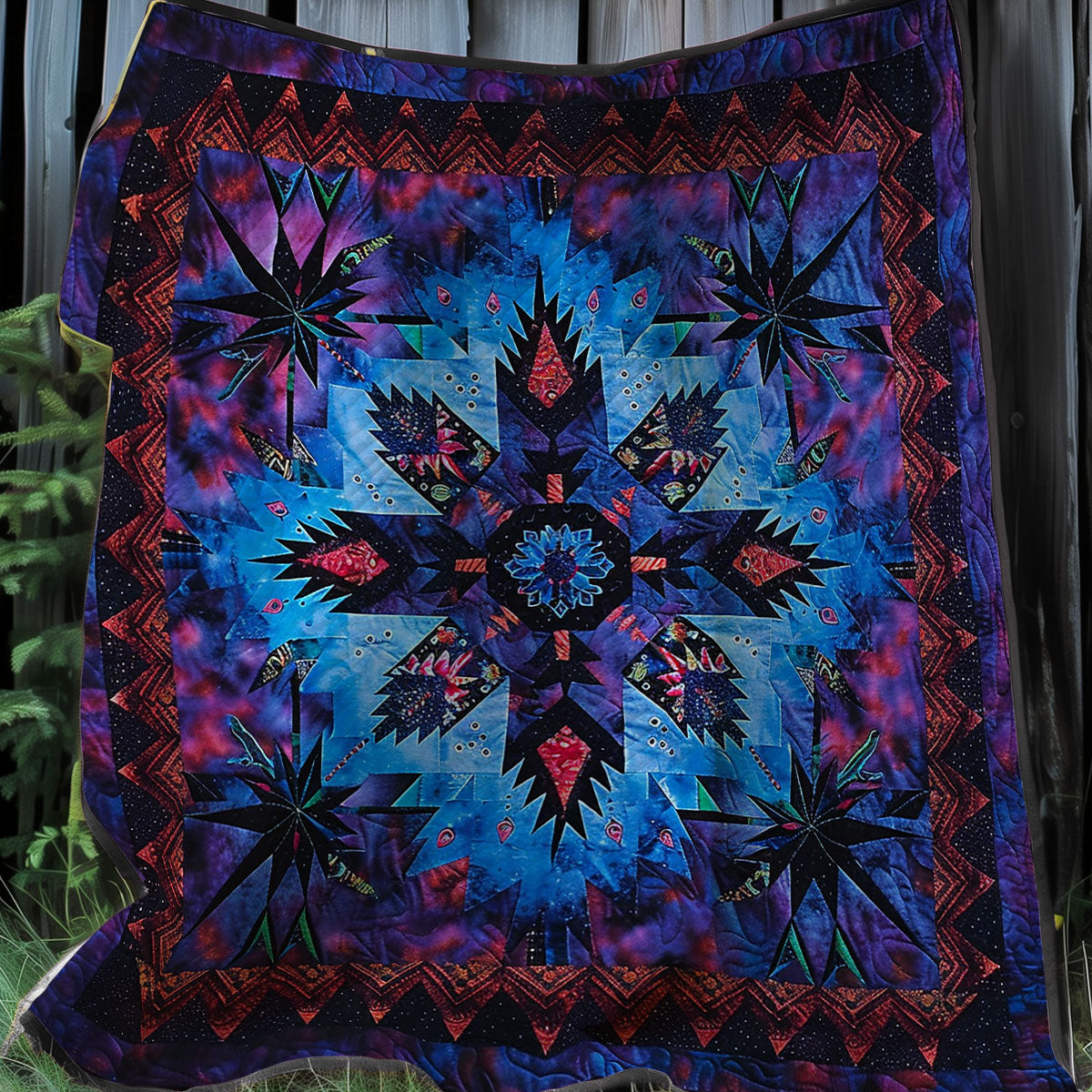 Blue And Black Native Star XR0307011CL Quilt