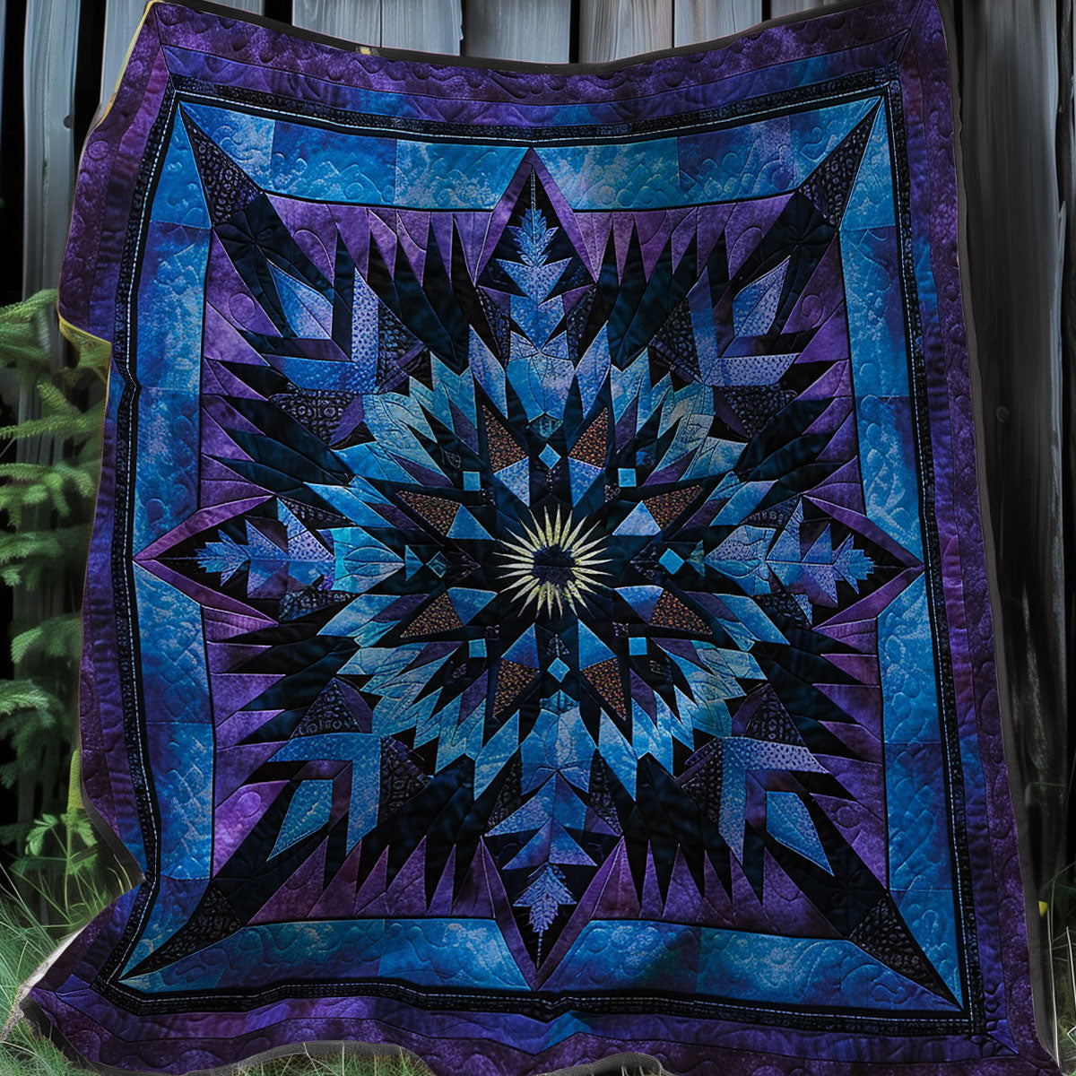 Blue Native American Star XR0307014CL Quilt