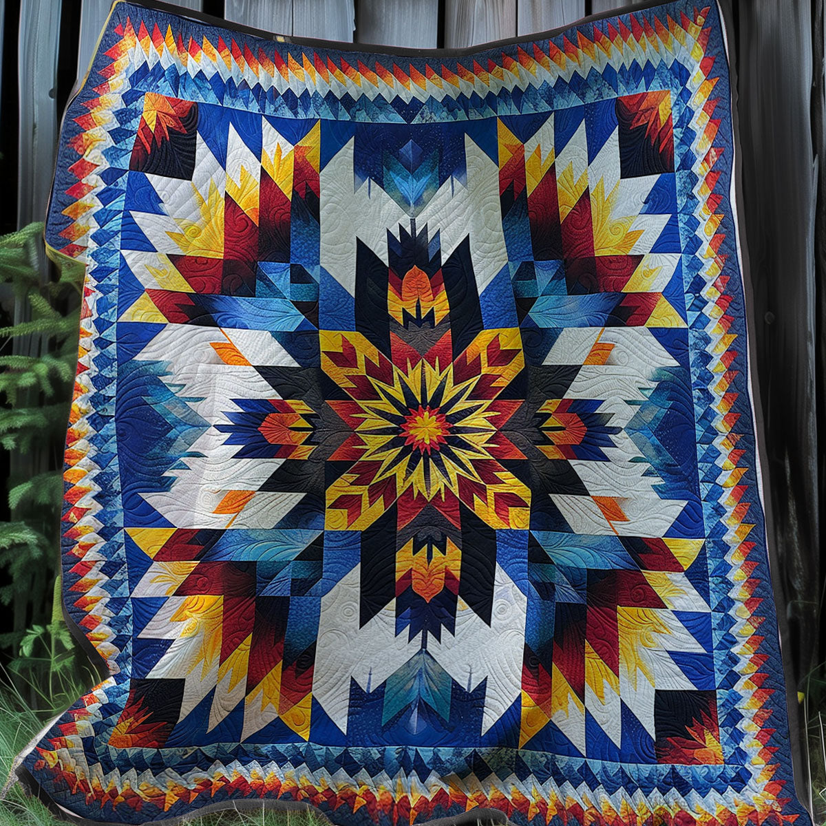 Blue Native American Star XR1707006CL Quilt