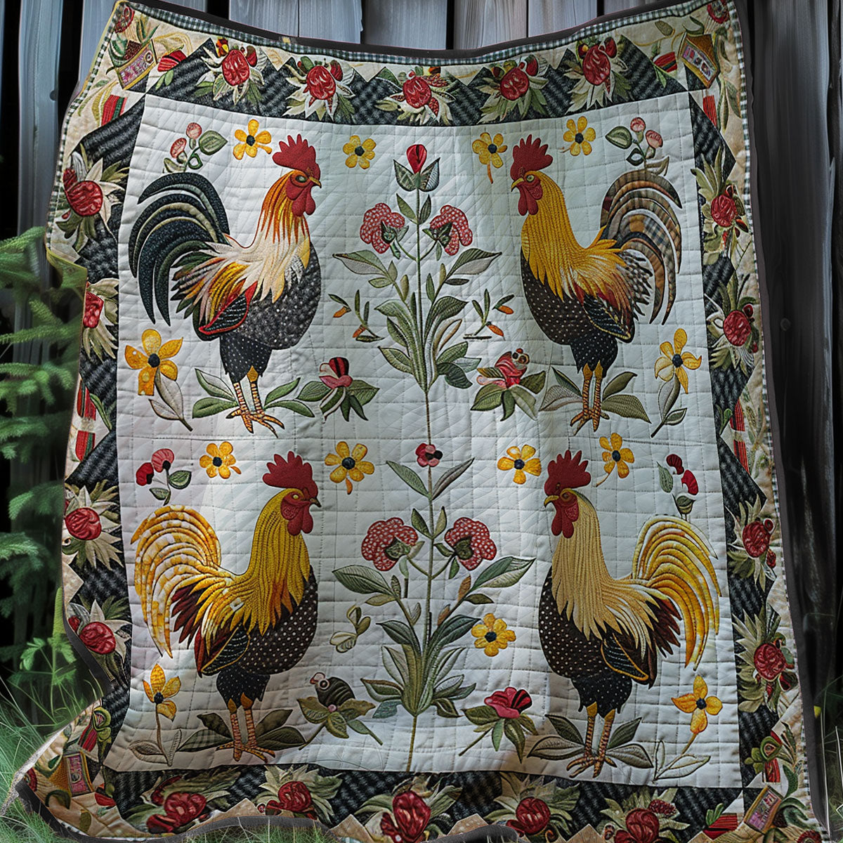 Bright Chickens XR2607003CL Quilt