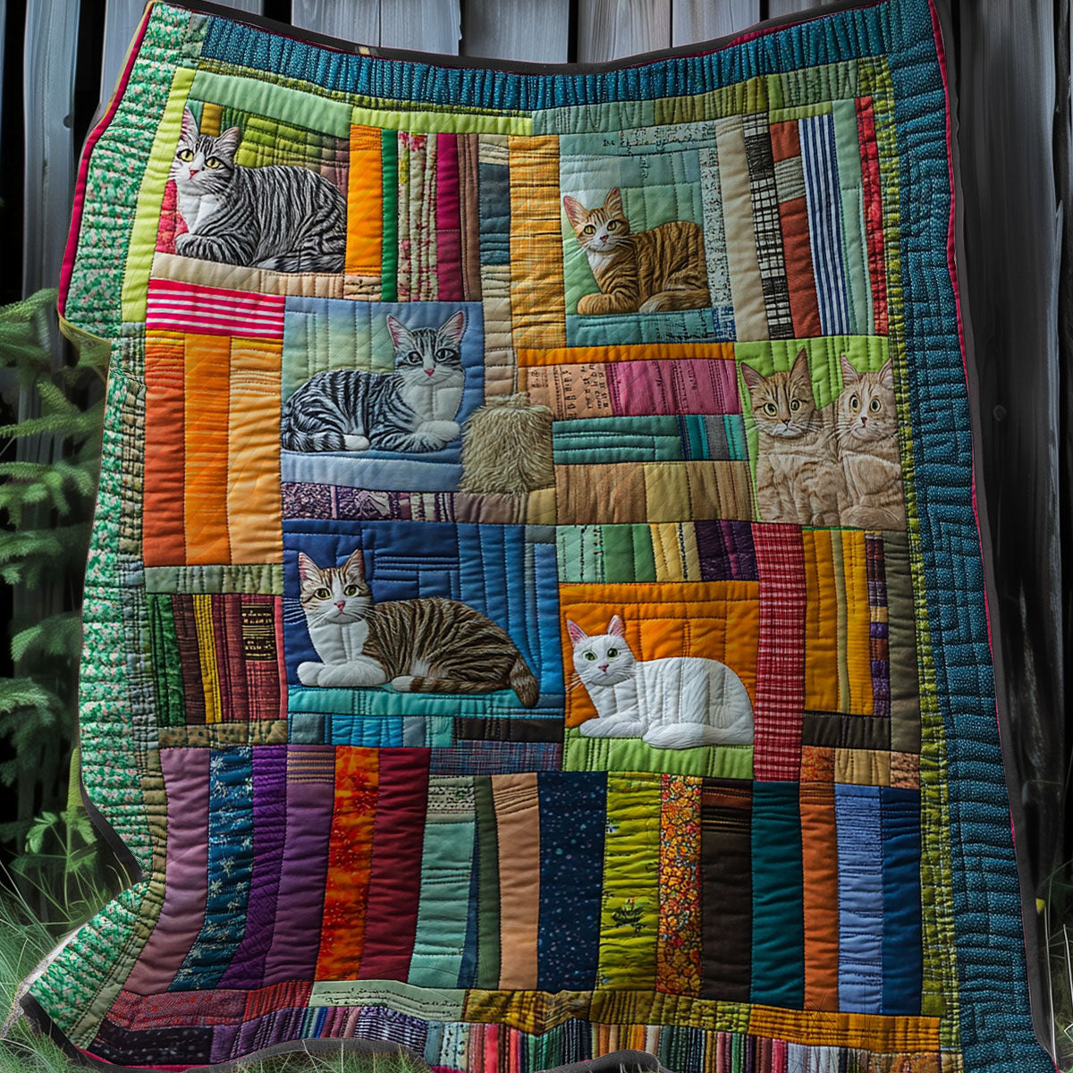 Cats And Bookshelf XR0508020CL Quilt