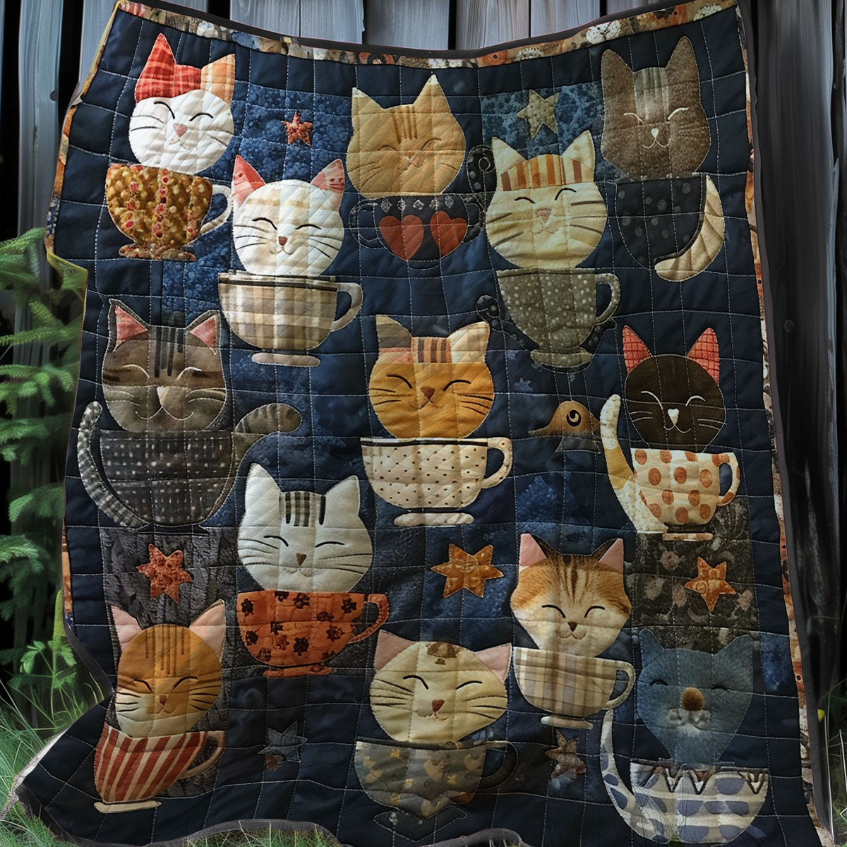 Cheerful Kitten Cup XR3007036CL Quilt