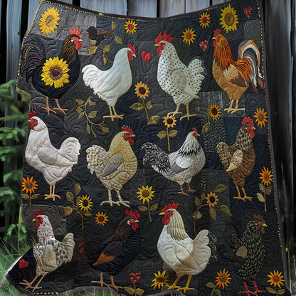 Chicken And Sunflowers XR0607007CL Quilt