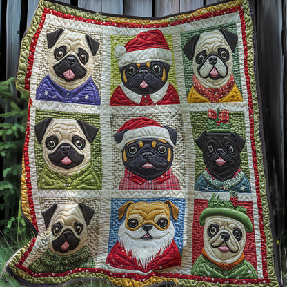 Christmas Pugs XR0108029CL Quilt