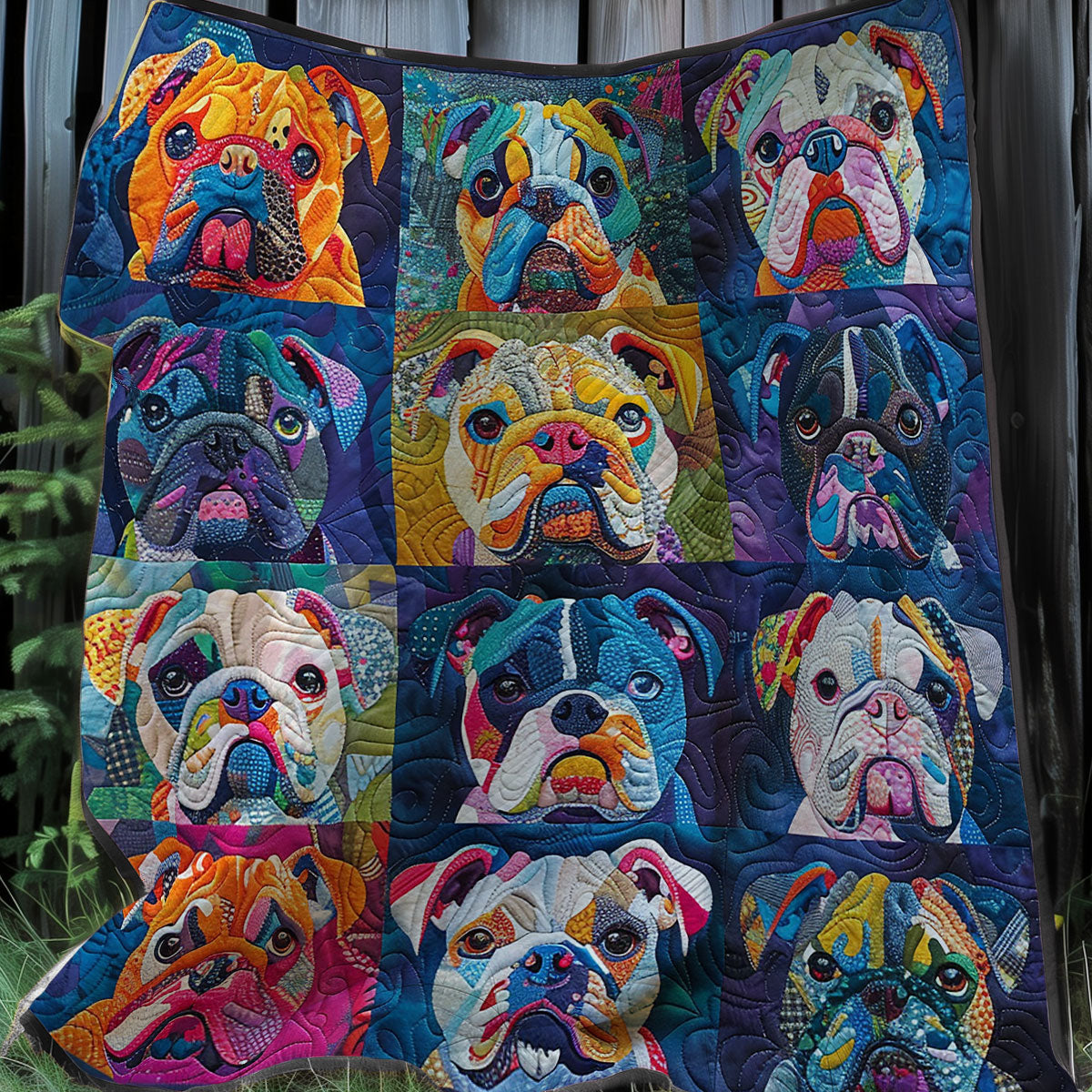 Coloful Bulldogs XR0807018CL Quilt