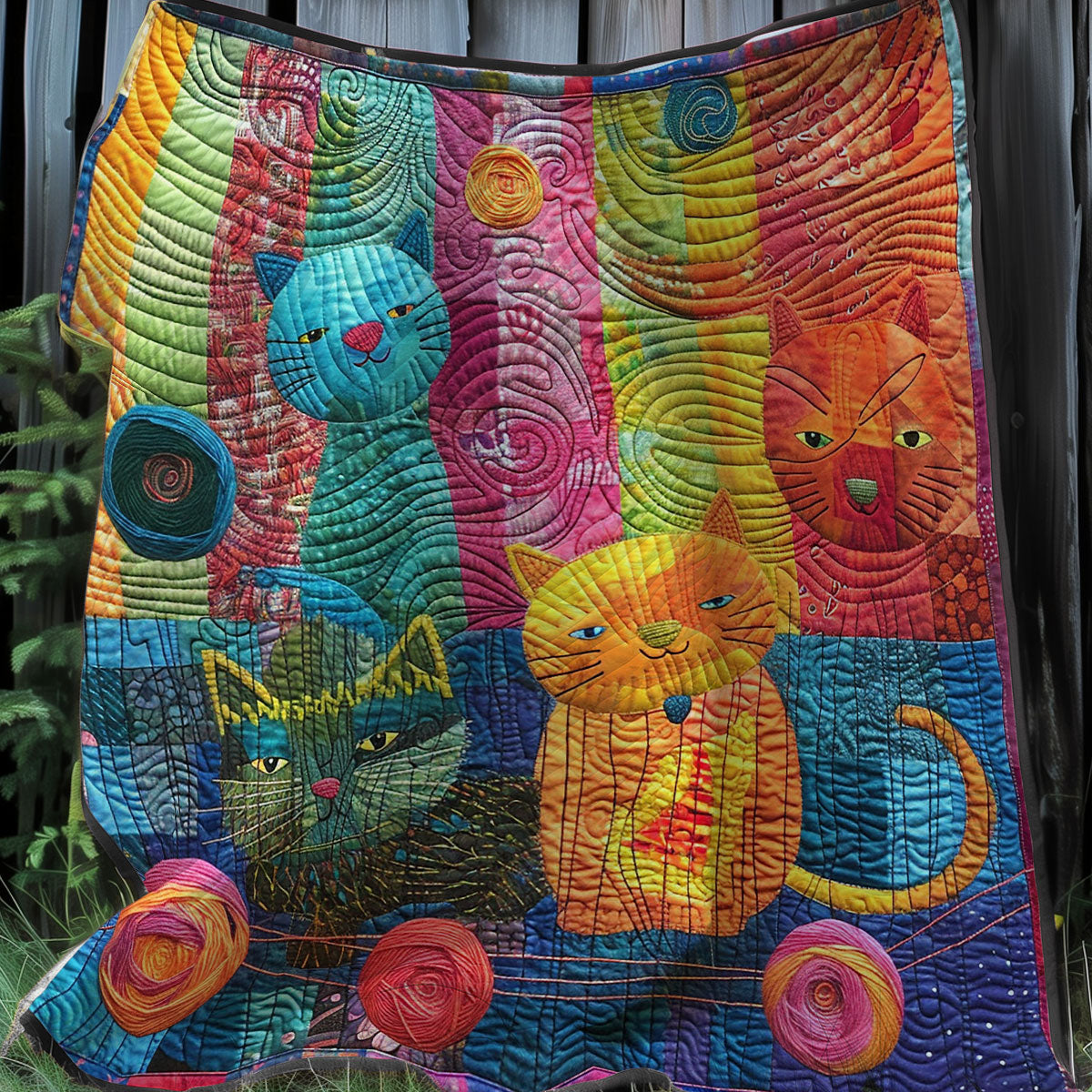 Colorful Cats And Yarns XR3007013CL Quilt