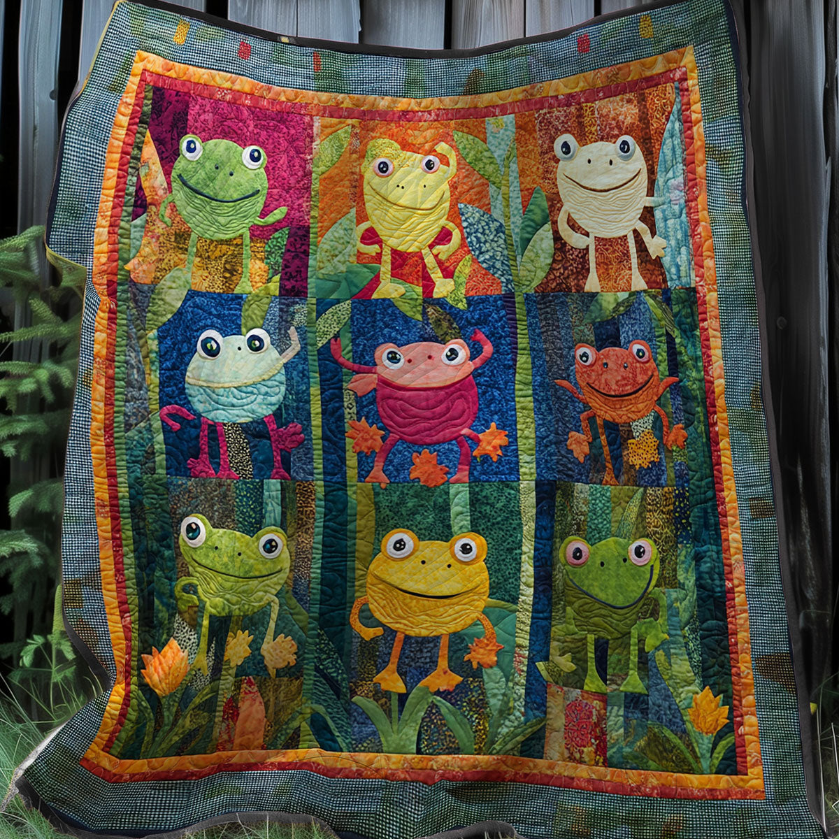 Colorful Frogs XR0108002CL Quilt