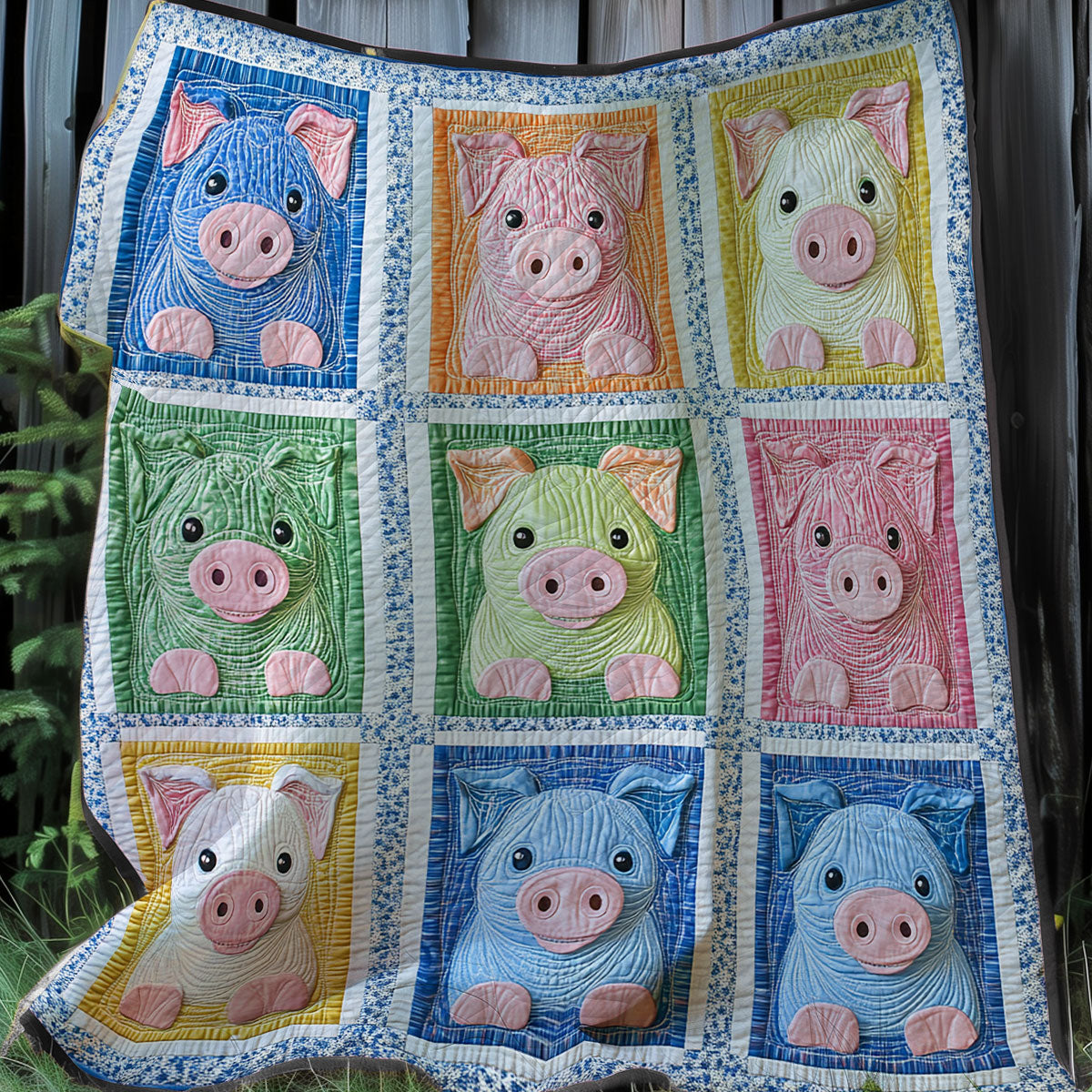 Colorful Pigs XR0708010CL Quilt