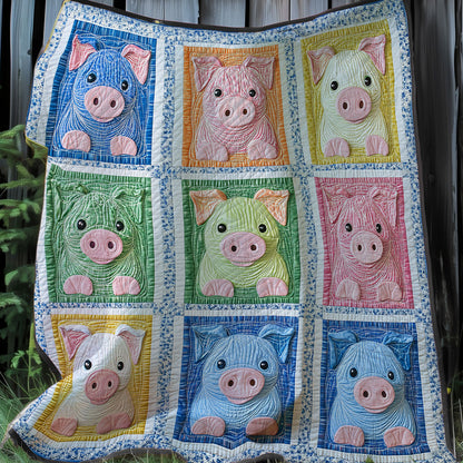 Colorful Pigs XR0708010CL Quilt