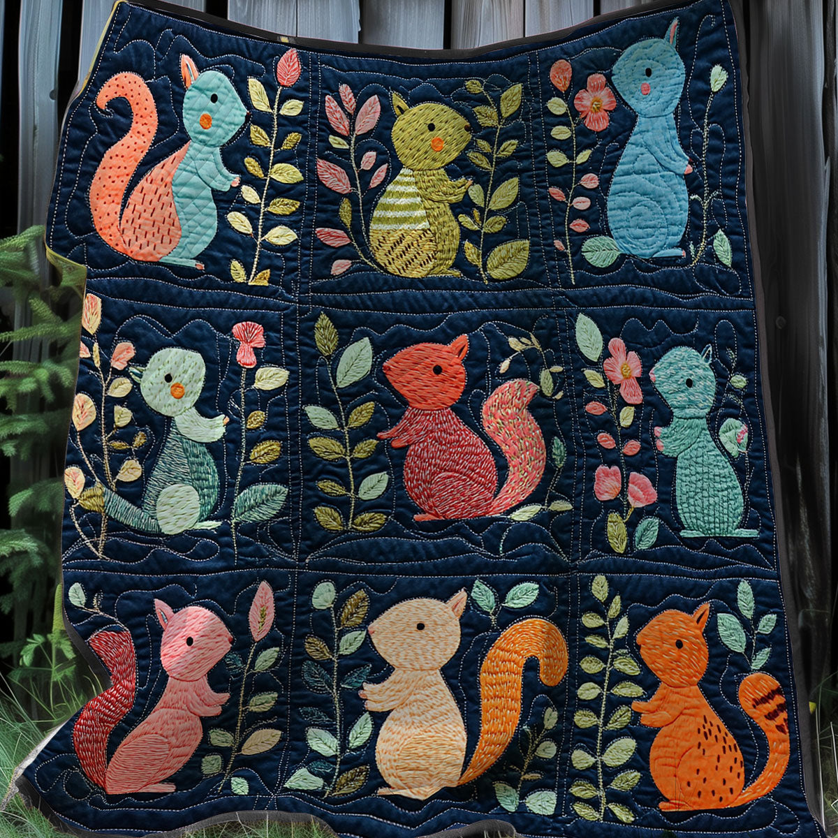 Colorful Squirrels XR0508039CL Quilt