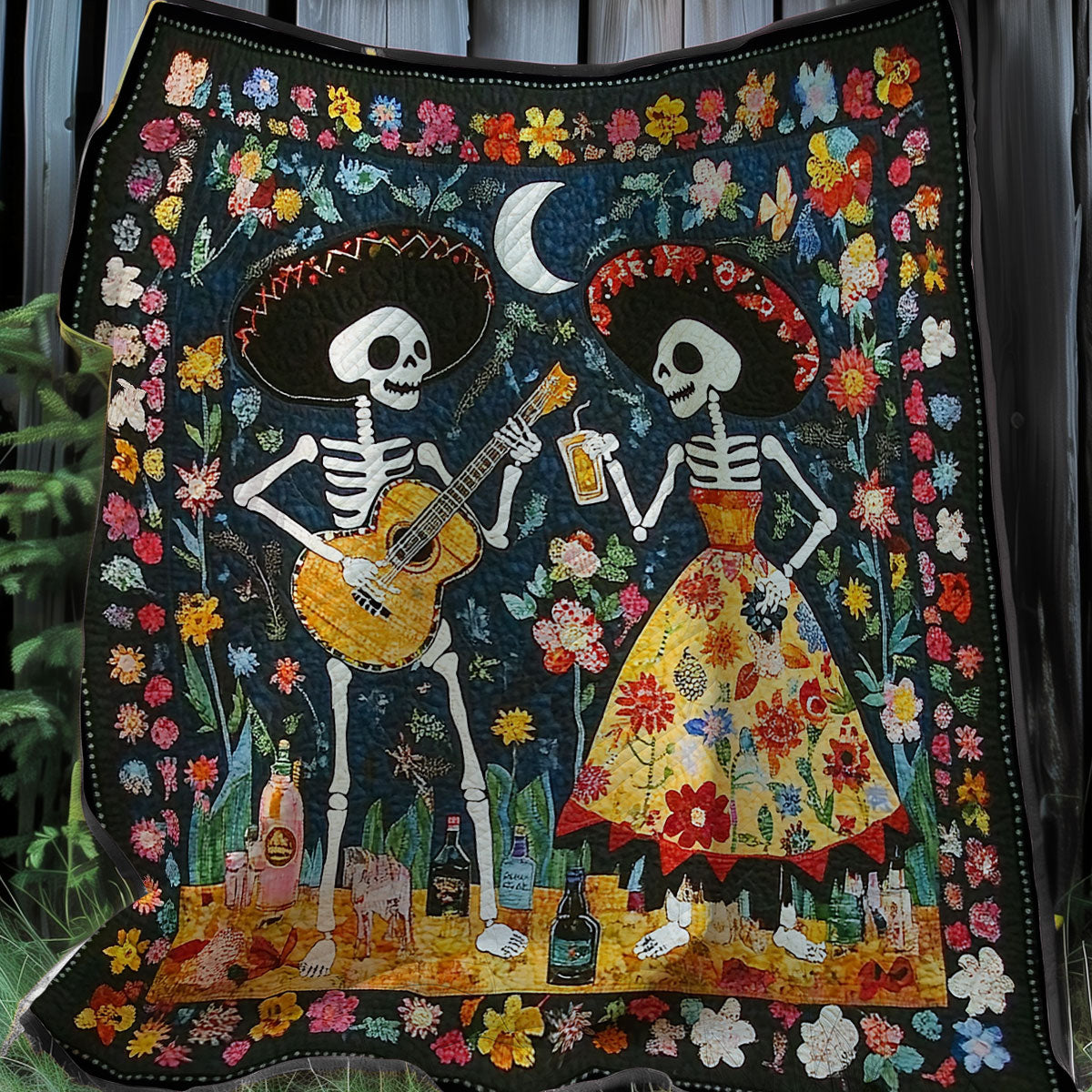 Dancing Sugar Skulls XR0108031CL Quilt