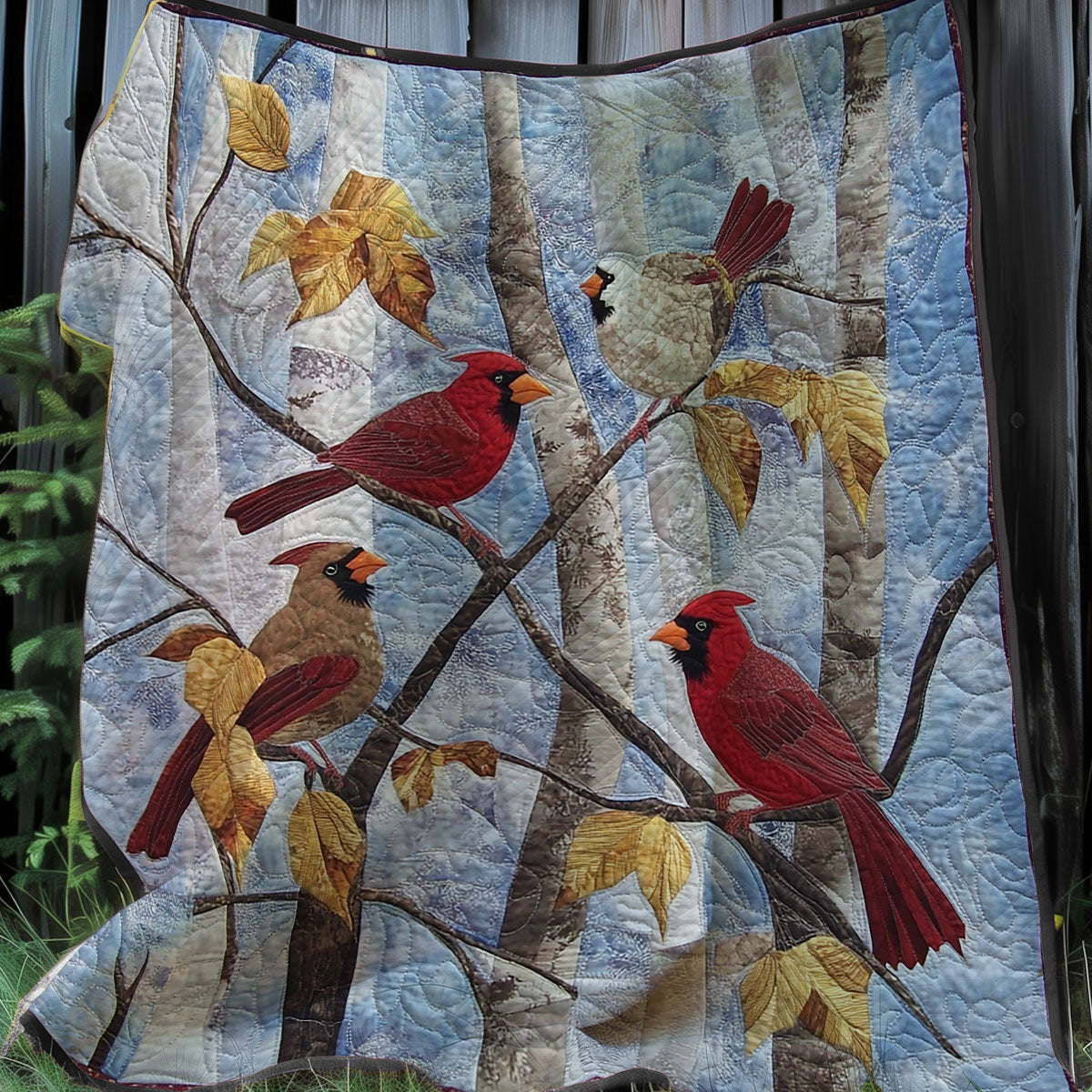 Elegant Cardinal Perch XR0108009CL Quilt