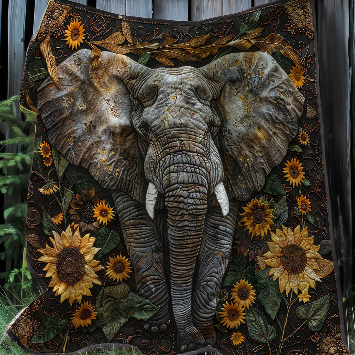 Elephant And Sunflowers XR2007010CL Quilt