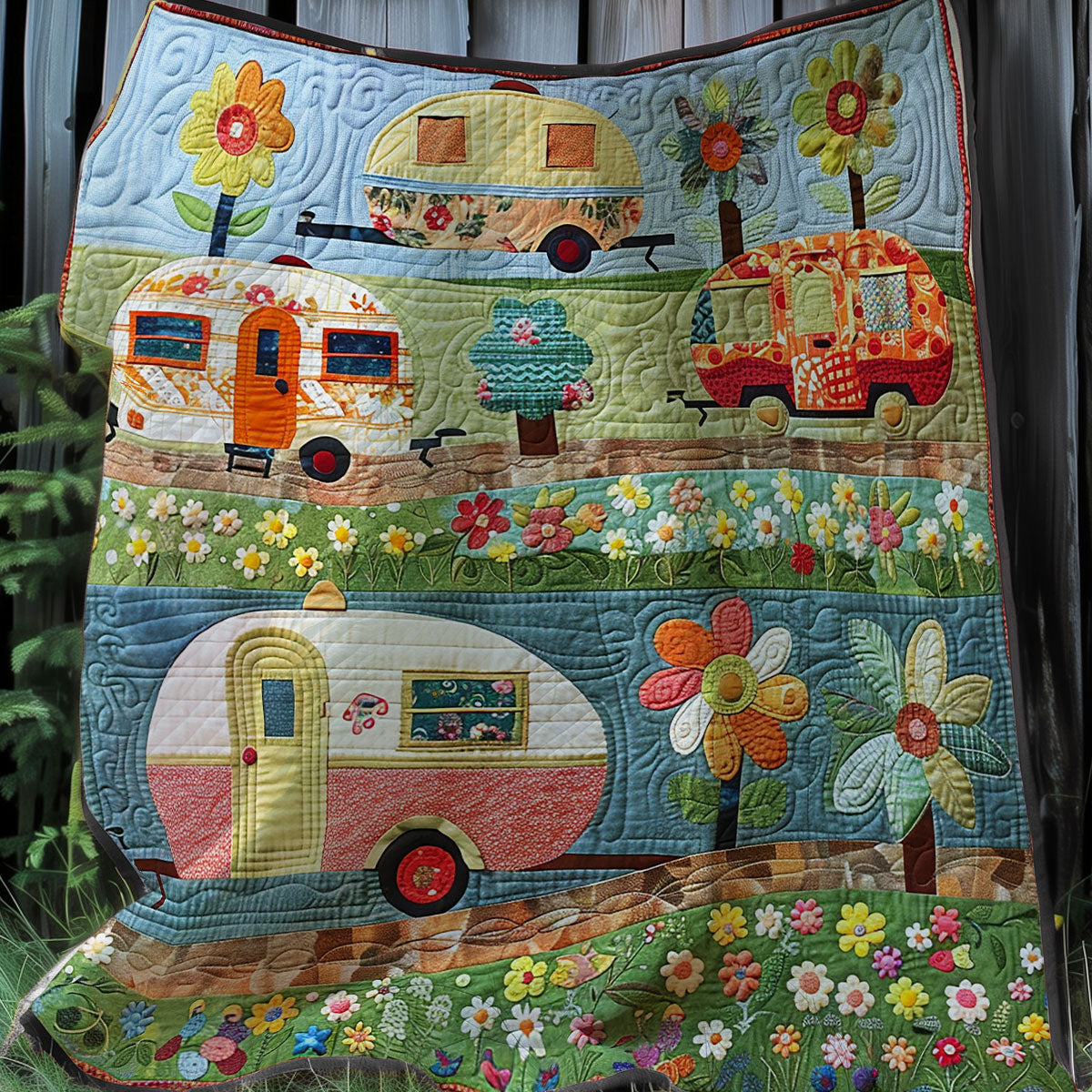 Floral Campers XR2007009CL Quilt