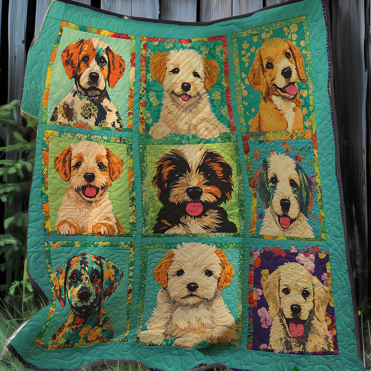 Floral Dogs XR0508050CL Quilt