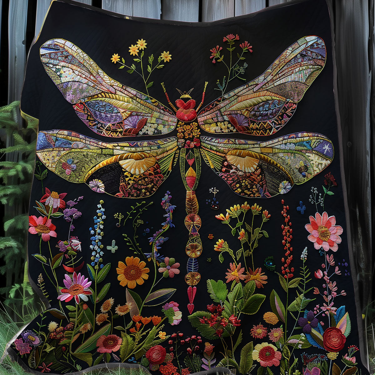 Floral Dragonfly XR3107034CL Quilt