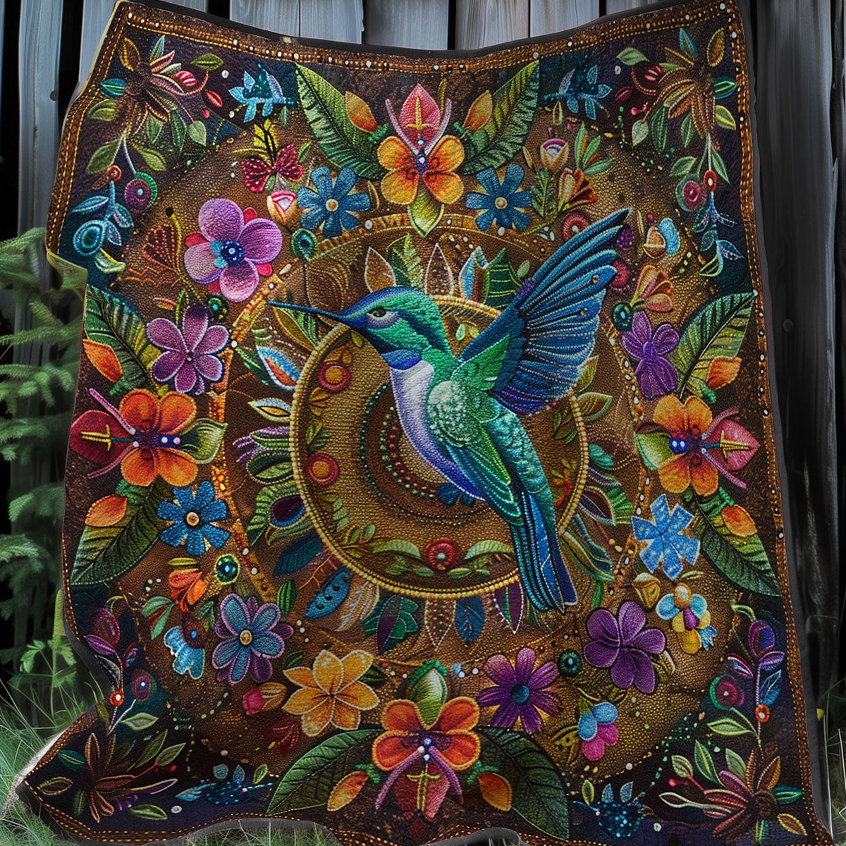 Floral Hummingbird XR0307003CL Quilt