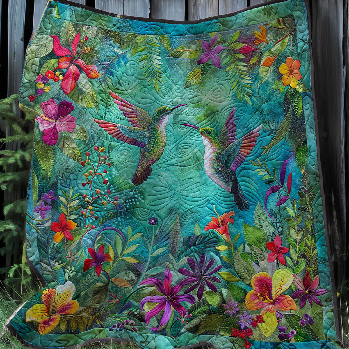 Floral Wing Hummingbird XR2407049CL Quilt