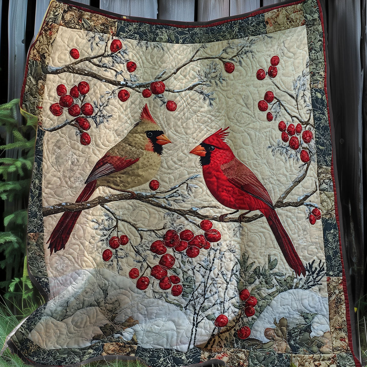 Graceful Cardinal Perch XR0108012CL Quilt