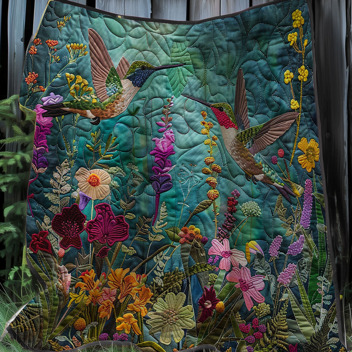 Green Garden Hummingbird XR2407047CL Quilt