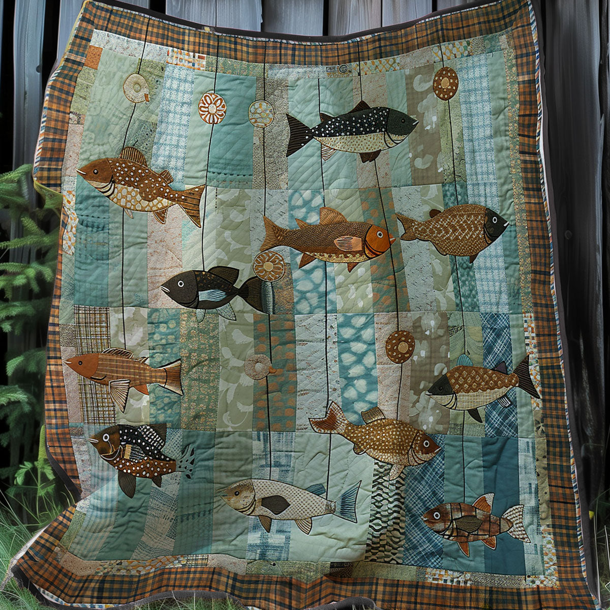 Hanging Fish XR2507007CL Quilt