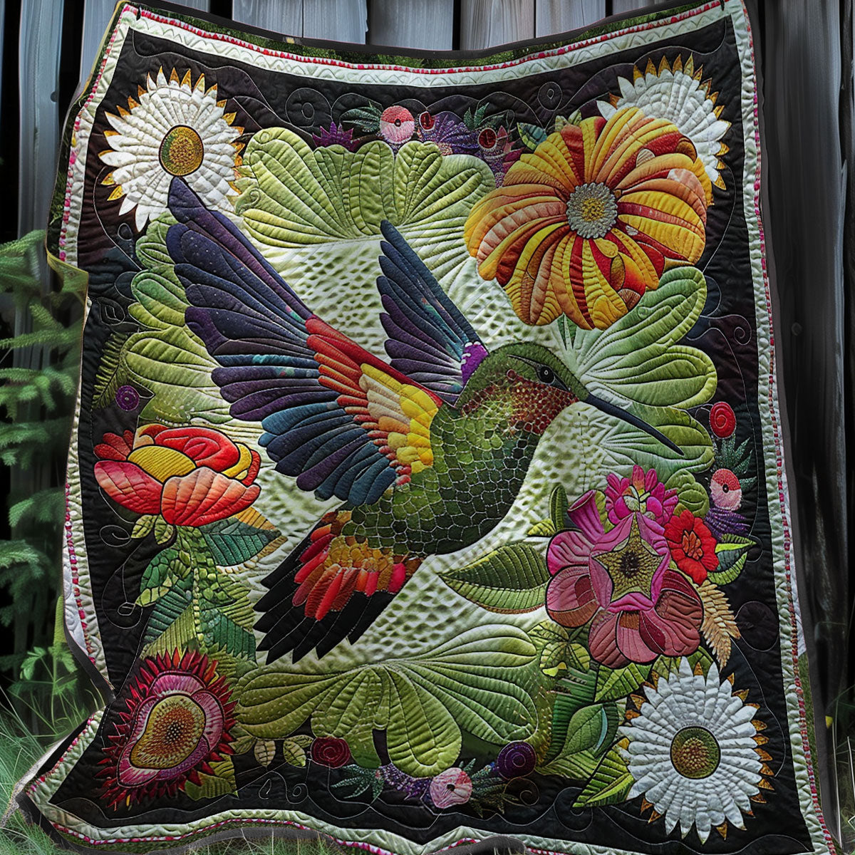 Hummingbird Flowers XR2007003CL Quilt