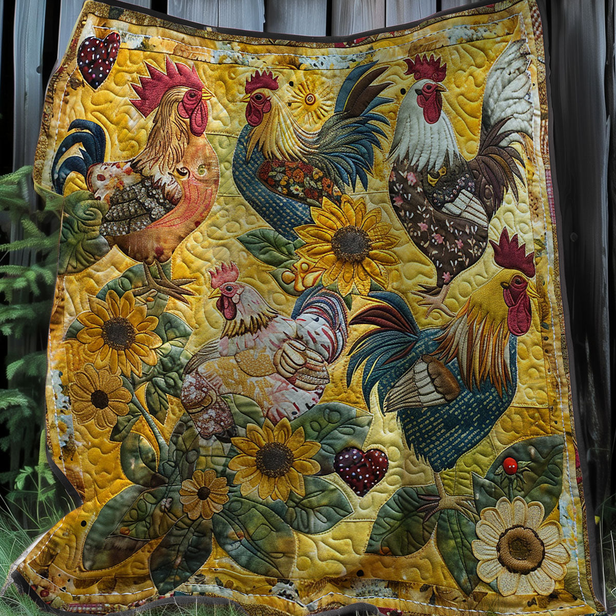 Majestic Morning Chickens XR2907017CL Quilt