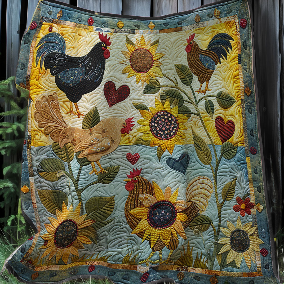 Morning Glory Chickens XR2907014CL Quilt