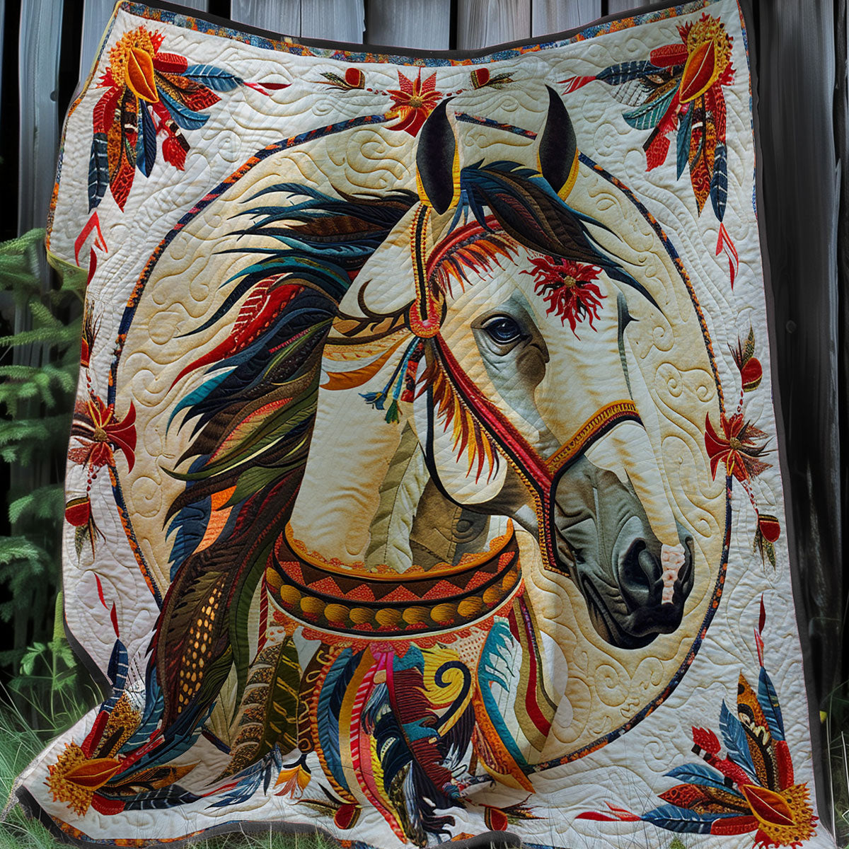 Native American Horse XR0807030CL Quilt