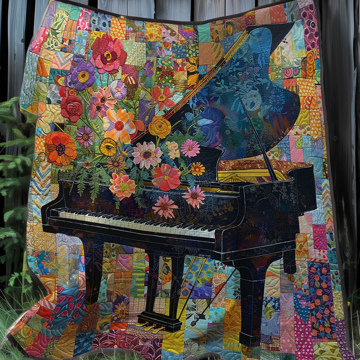 Piano And Flowers XR0907011CL Quilt