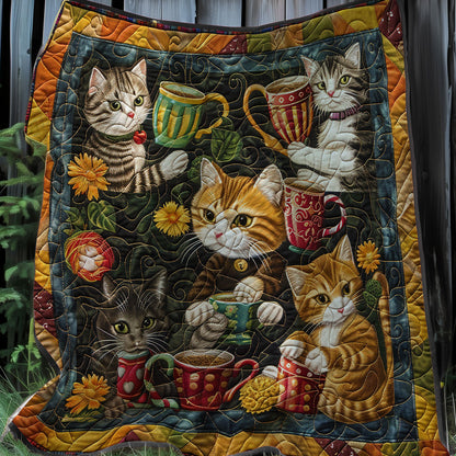 Playful Coffee Kittens XR3007032CL Quilt