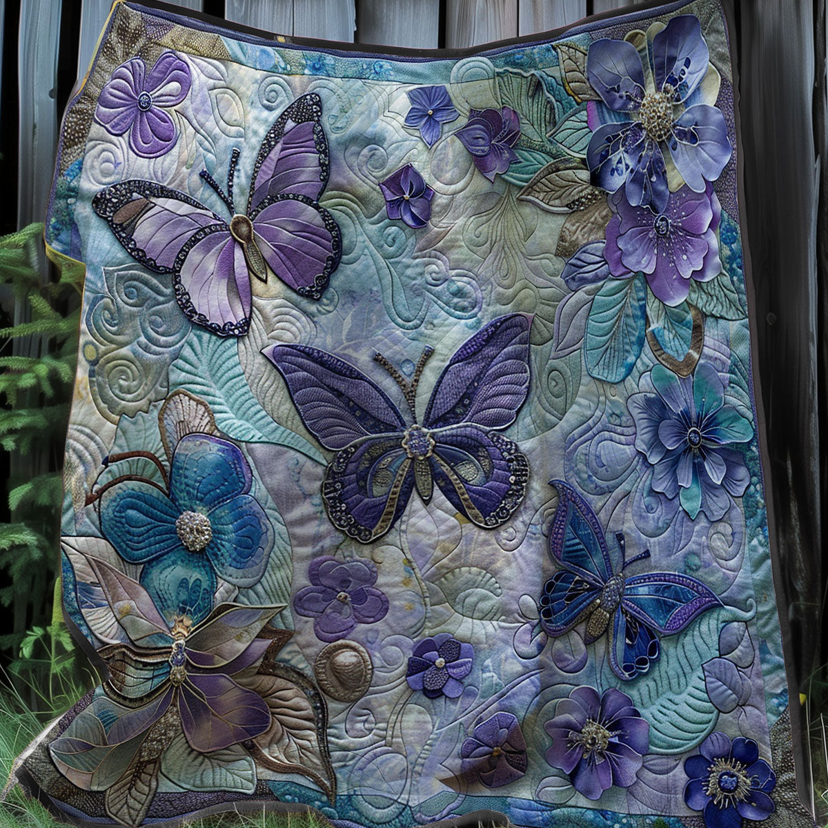 Purple Butterflies XR0207021CL Quilt