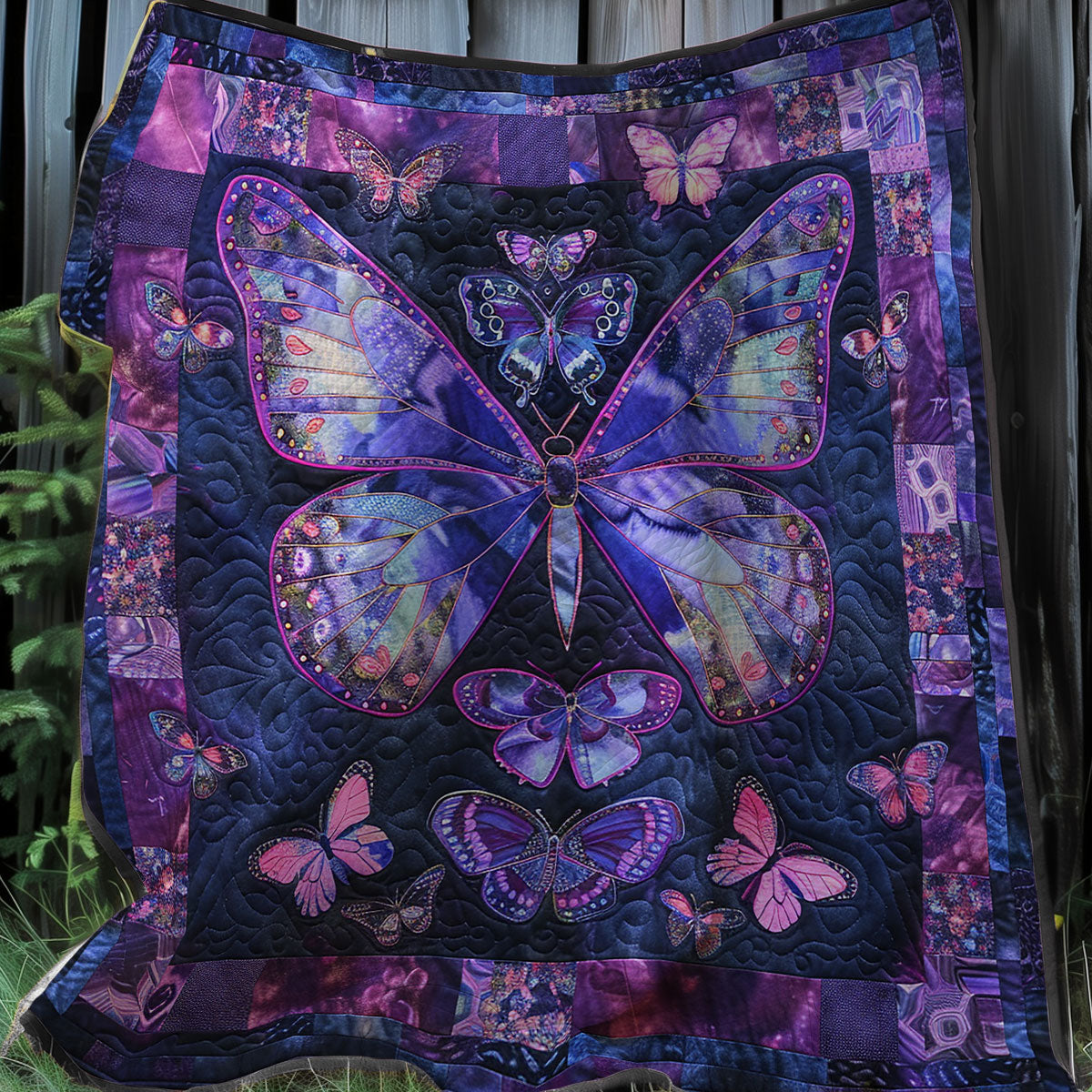 Purple Butterflies XR0807020CL Quilt