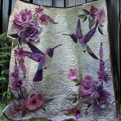 Purple Couple Hummingbird XR0807008CL Quilt