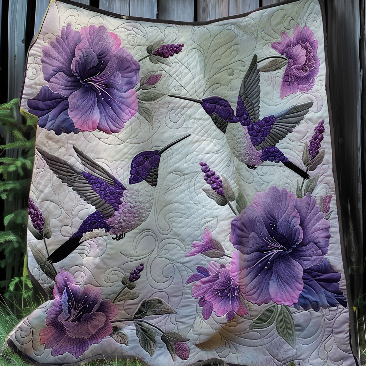 Purple Hummingbirds XR1307011CL Quilt