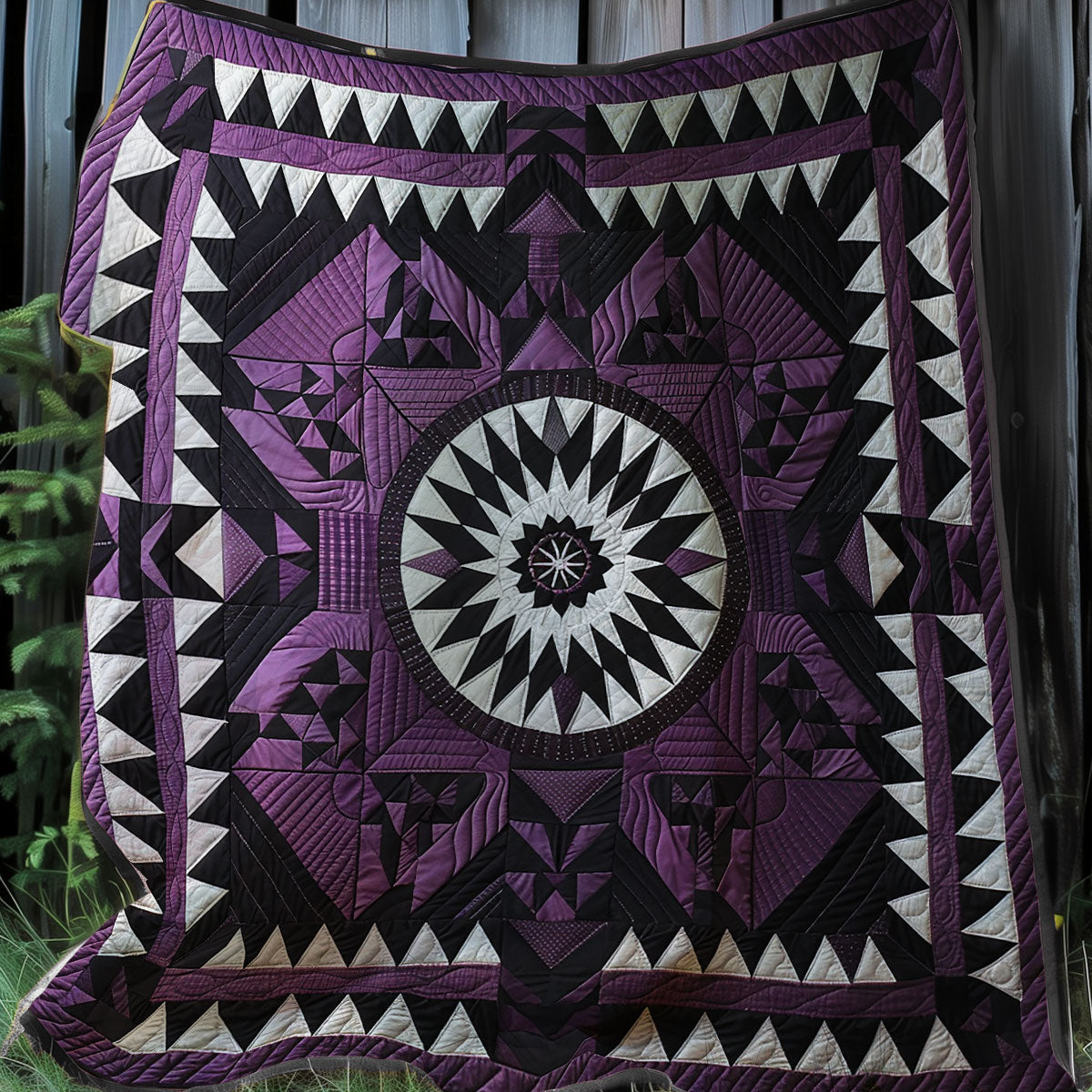 Purple Native American Star XR1107008CL Quilt