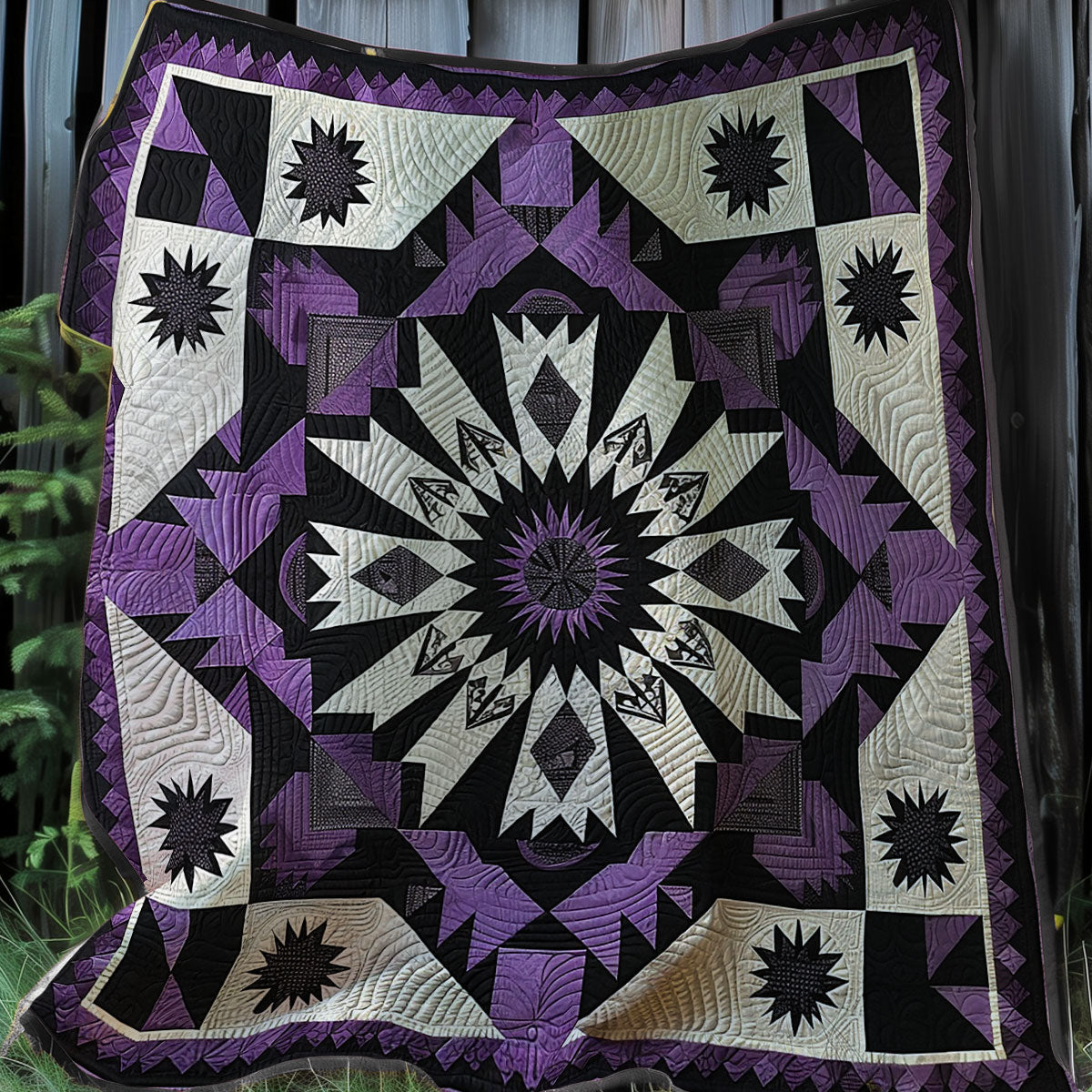 Purple Native American Star XR1107009CL Quilt